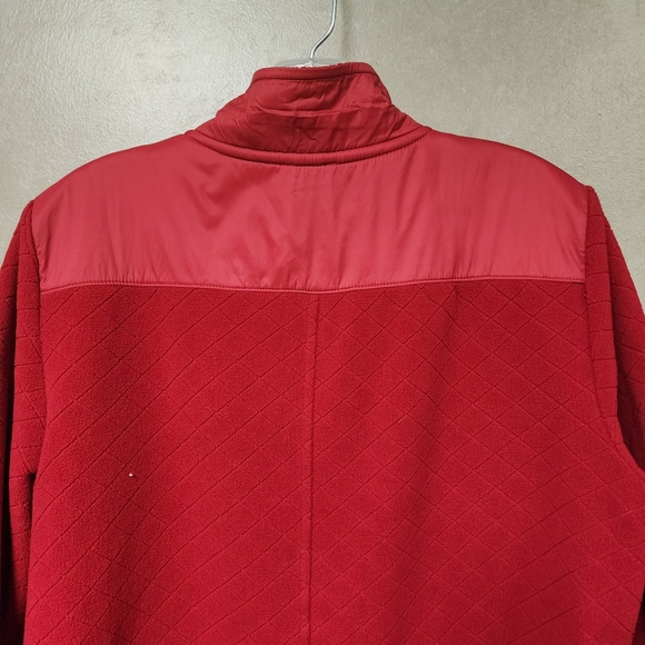 Talbots Red Flannel Jacket, Nylon Trim, Front Snap Pockets, Front Zip Sz Large - Picture 6 of 9